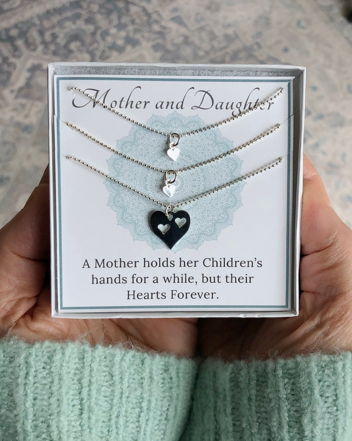 Mother and Two Daughters Heart Necklace Set