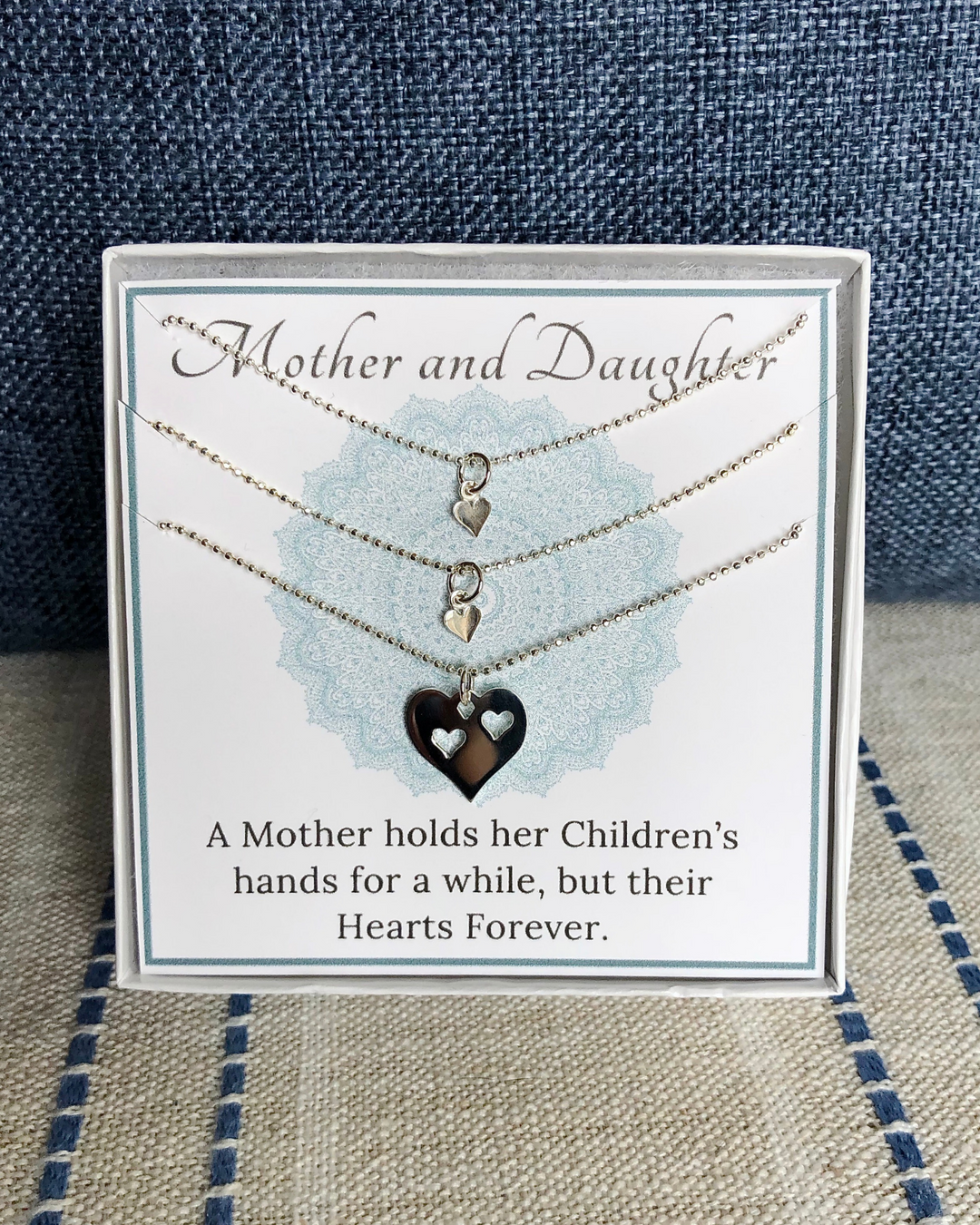 Mother and Two Daughters Heart Necklace Set