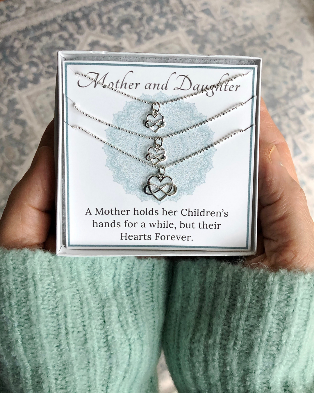 Mother and Two Daughters Infinity Heart Necklace Set