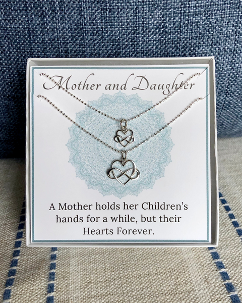 Mother and Daughter Infinity Heart Necklace Set