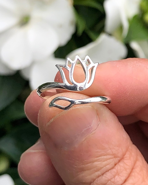 Lotus Ring Sterling Silver Adjustable