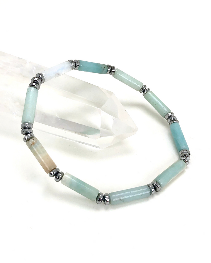 Amazonite Gemstone Tube Bracelet