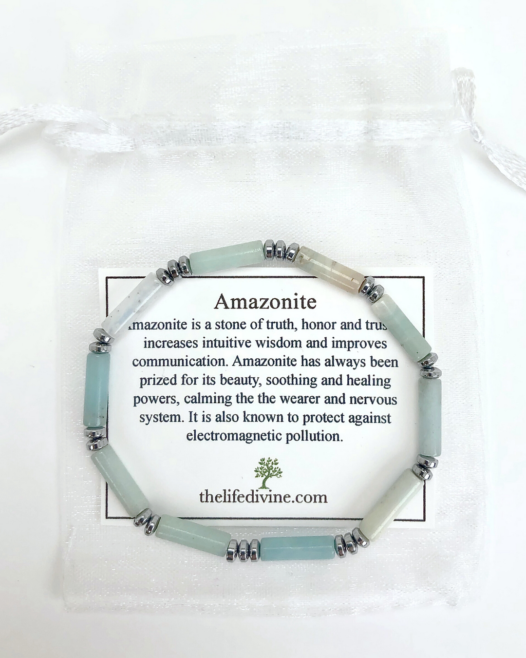 Amazonite Gemstone Tube Bracelet