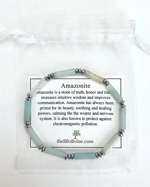 Amazonite Gemstone Tube Bracelet