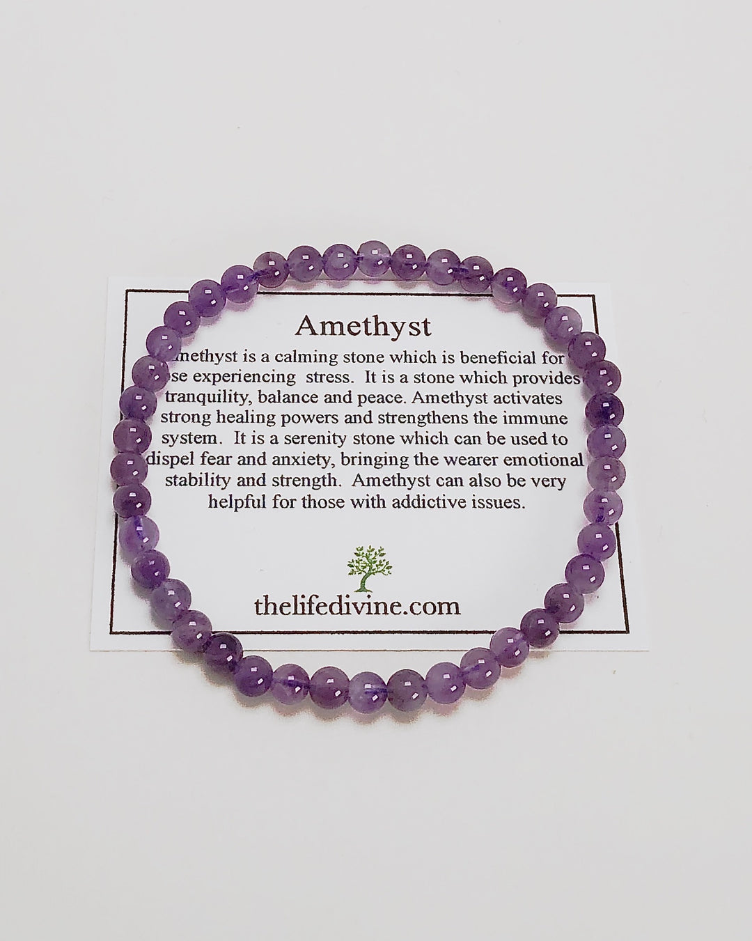 Amethyst 4mm Beaded Gemstone Bracelet