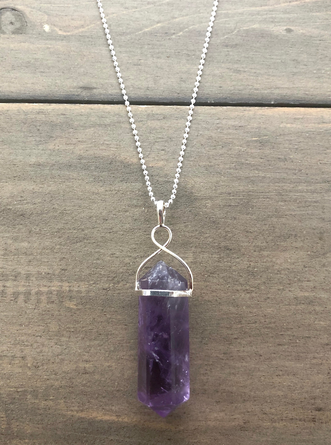 Amethyst Crystal Point Electroplate Pendant