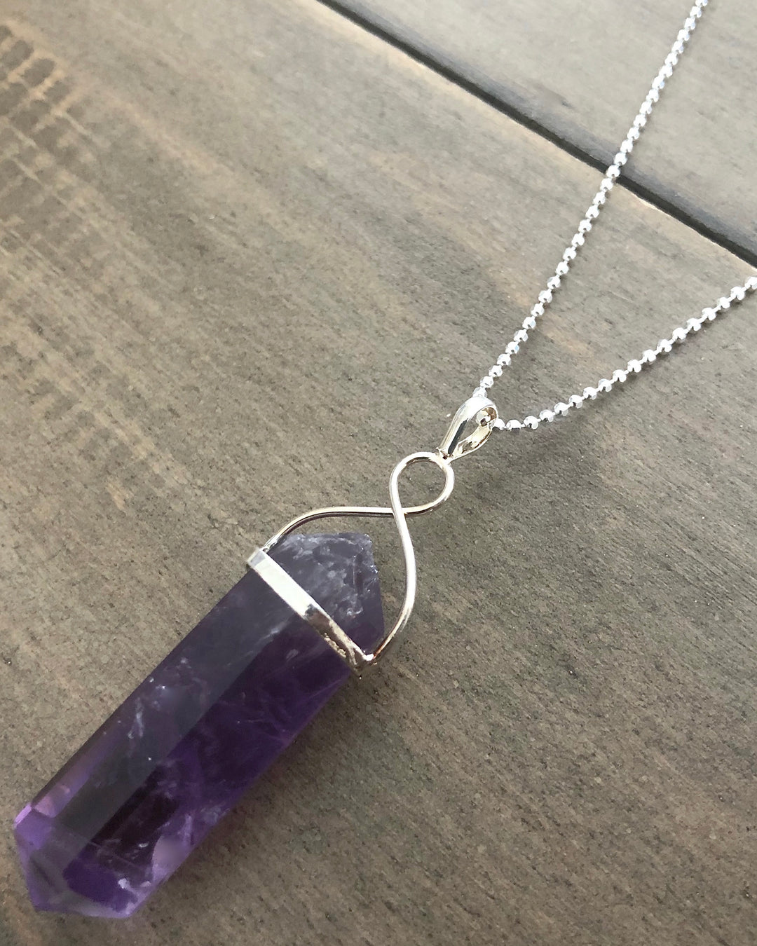 Amethyst Crystal Point Electroplate Pendant