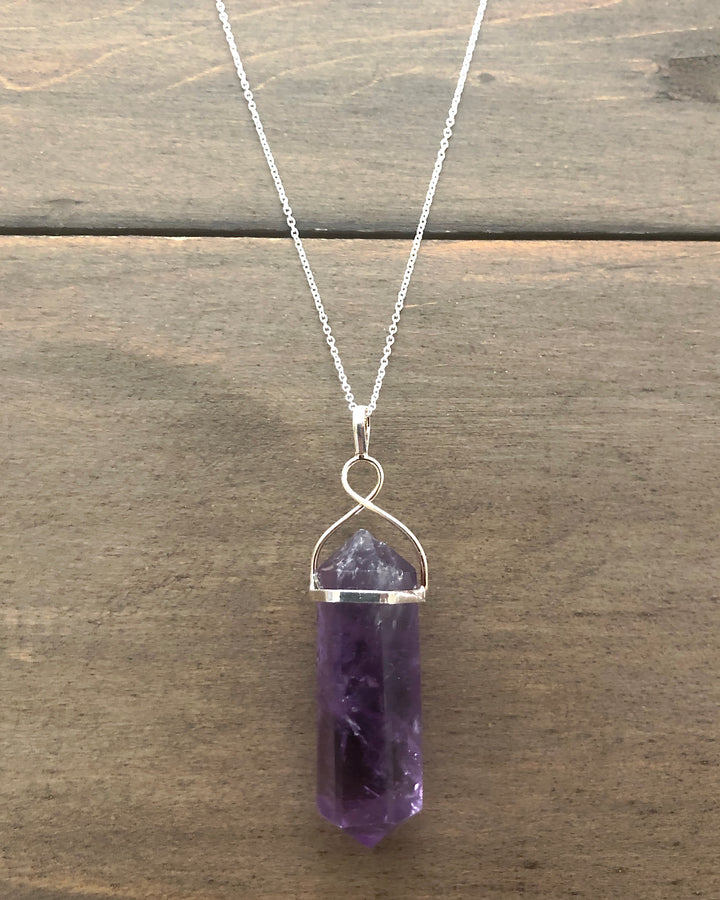 Amethyst Crystal Point Electroplate Pendant