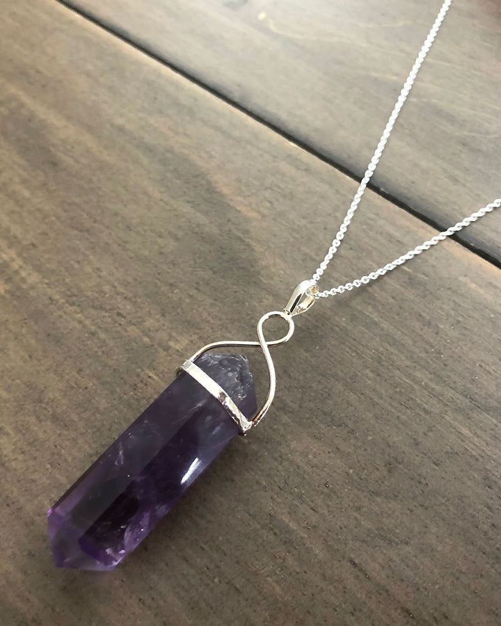 Amethyst Crystal Point Electroplate Pendant