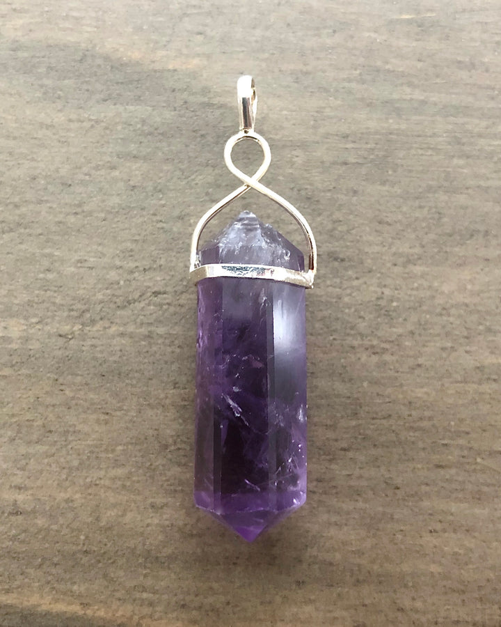 Amethyst Crystal Point Electroplate Pendant