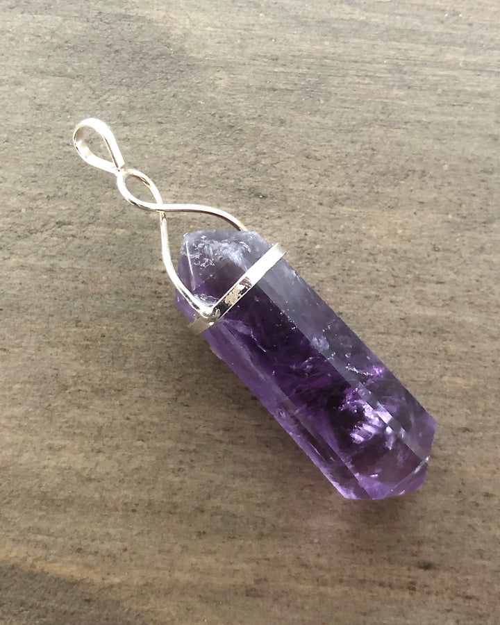 Amethyst Crystal Point Electroplate Pendant