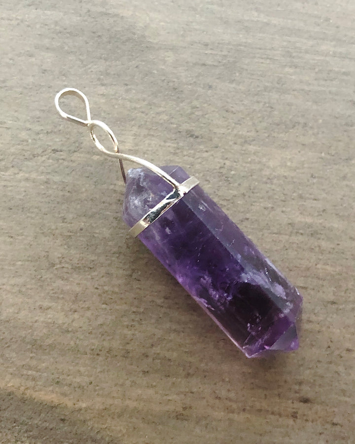 Amethyst Crystal Point Electroplate Pendant