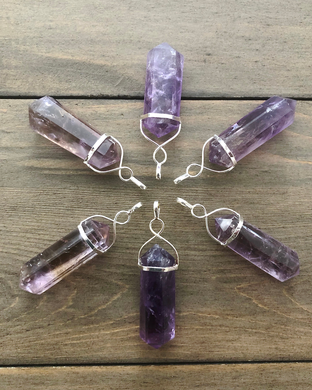 Amethyst Crystal Point Electroplate Pendant