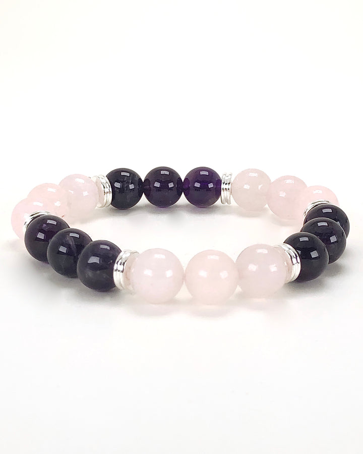 Amethyst and Rose Quartz 10mm Gemstone Bracelet