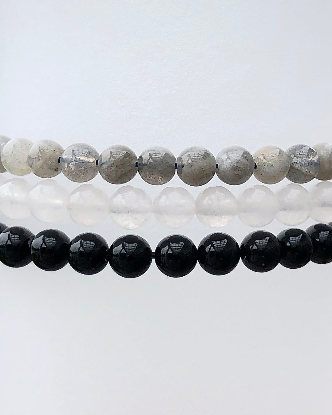Amethyst, Snow Quartz and Labradorite 6mm beaded Gemstone Bracelets