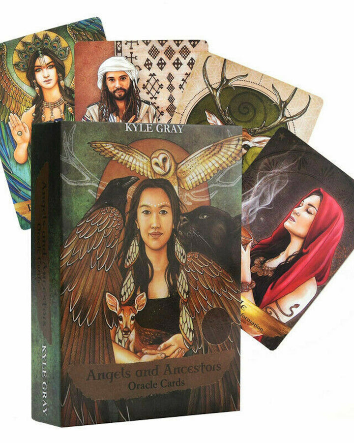 Angels and Ancestors Oracle Cards box with cards.