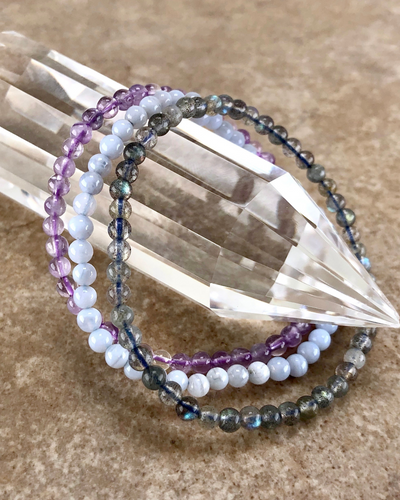 Anxiety Relief 4mm Mini Gemstone Bracelet Set