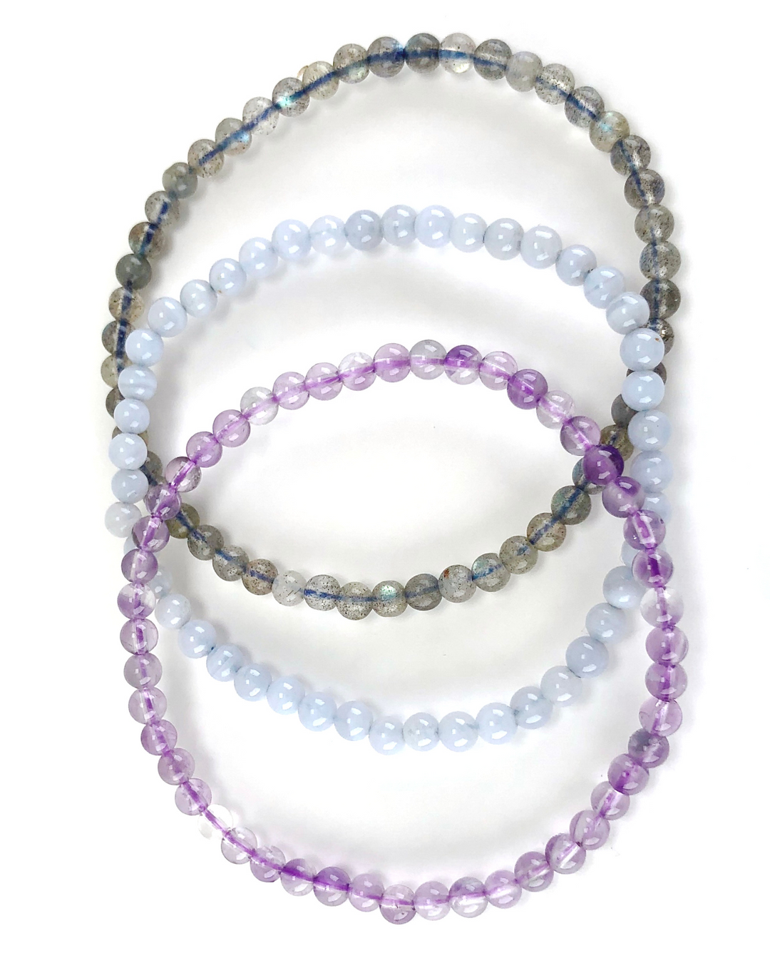 Anxiety Relief 4mm Gemstone Bracelet Set