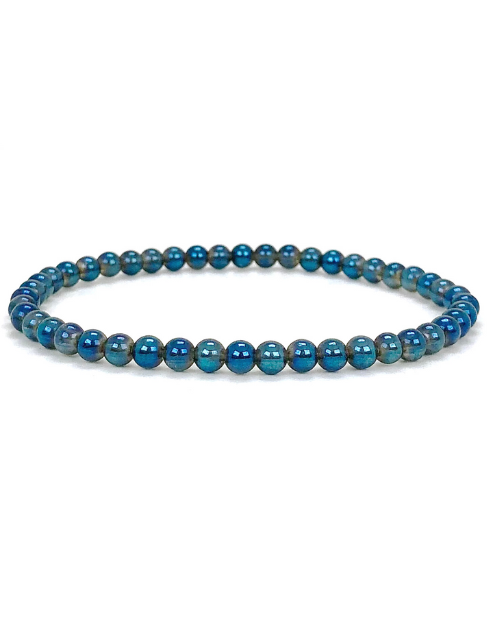 Aqua Aura 4mm Gemstone Bracelet on white background