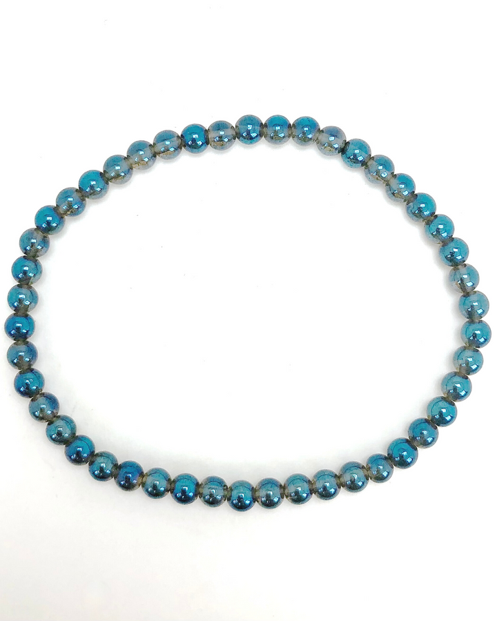 Aqua Aura 4mm Beaded Gemstone Bracelet 