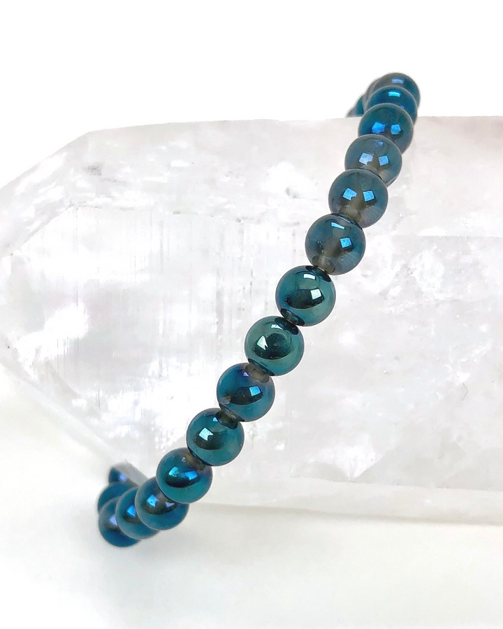 Aqua Aura 6mm Beaded Bracelet