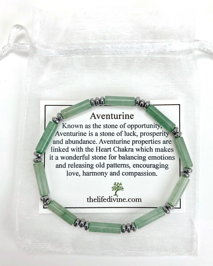 Aventurine Gemstone Tube Bracelet