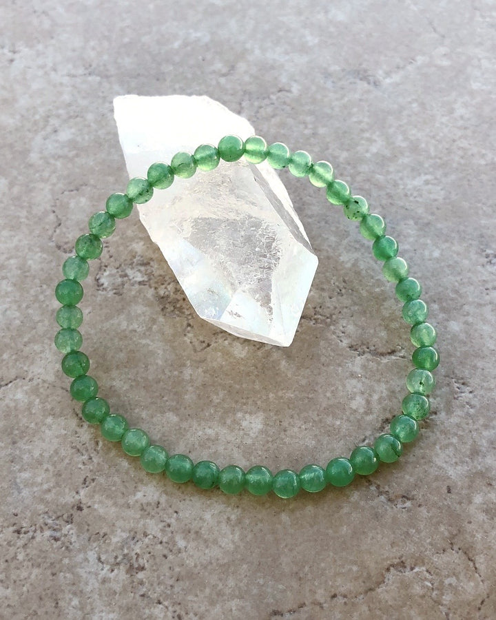 Aventurine 4mm Gemstone Bracelet on a Crystal