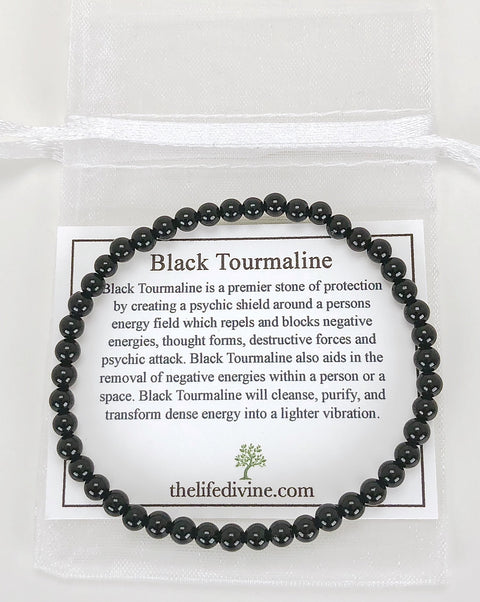 Children's Black Tourmaline 4mm Gemstone Bracelet