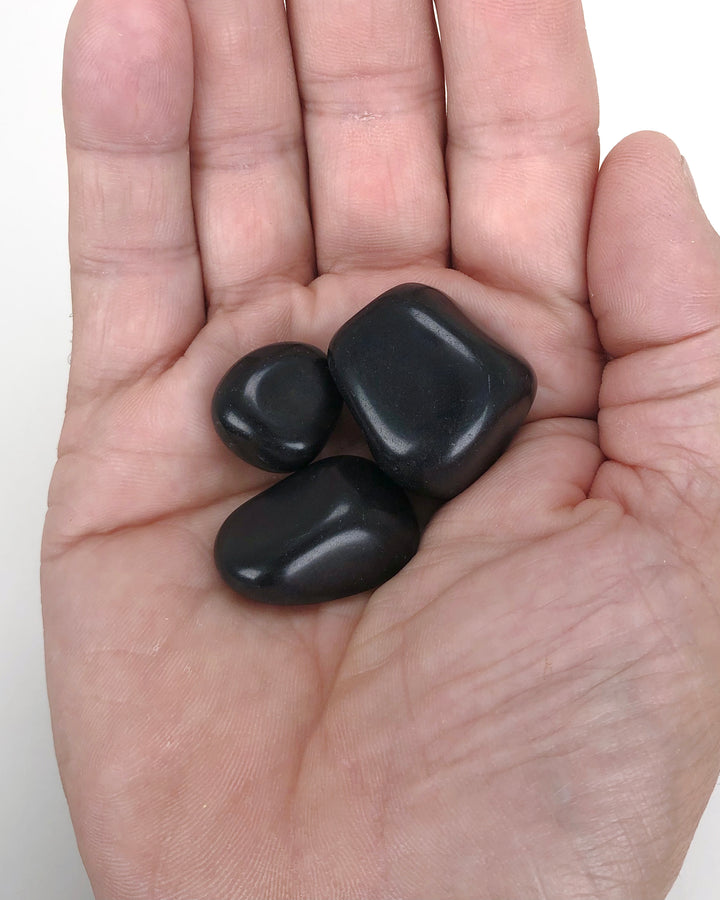 Black Tourmaline Tumbled Pocket Stones Set of 3