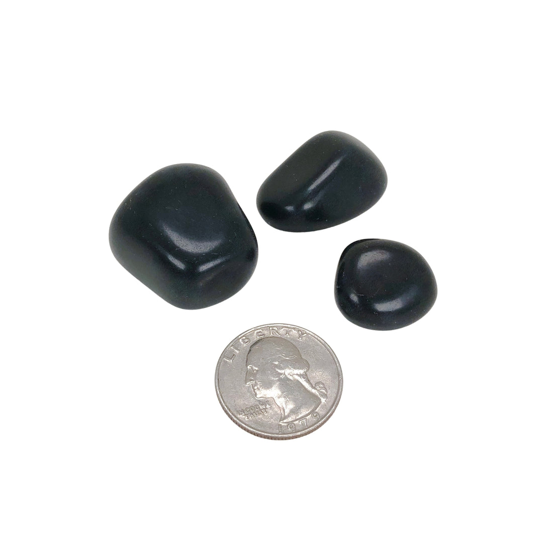 Black Tourmaline Tumbled Pocket Stones Set of 3