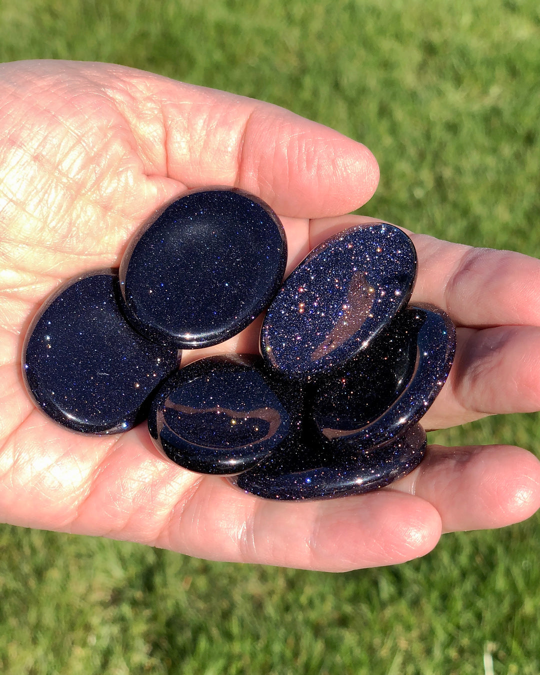 Blue Goldstone Worry Stone