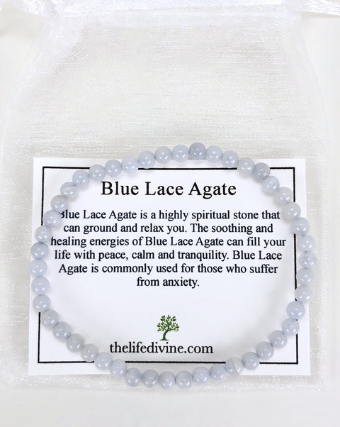 Children's Blue Lace Agate 4mm Gemstone Bracelet