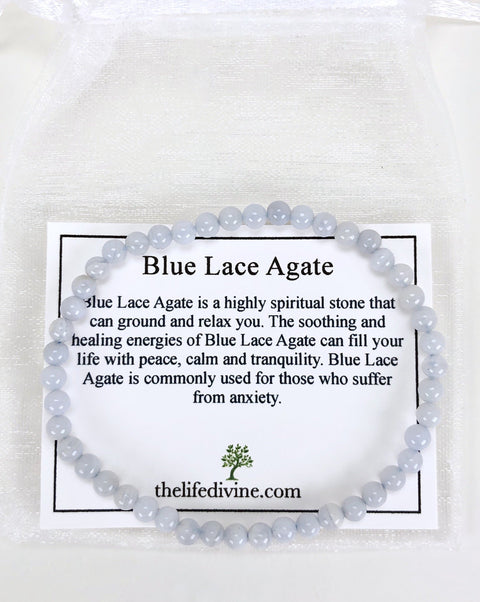 Men's Blue Lace Agate 4mm Gemstone Bracelet