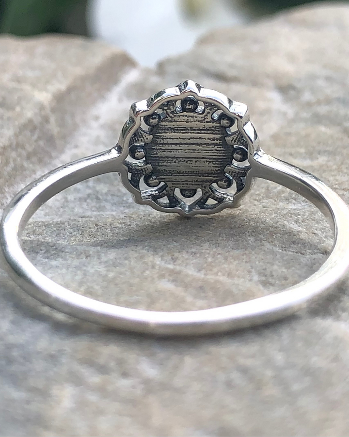 Blue Lab Opal Ring back view