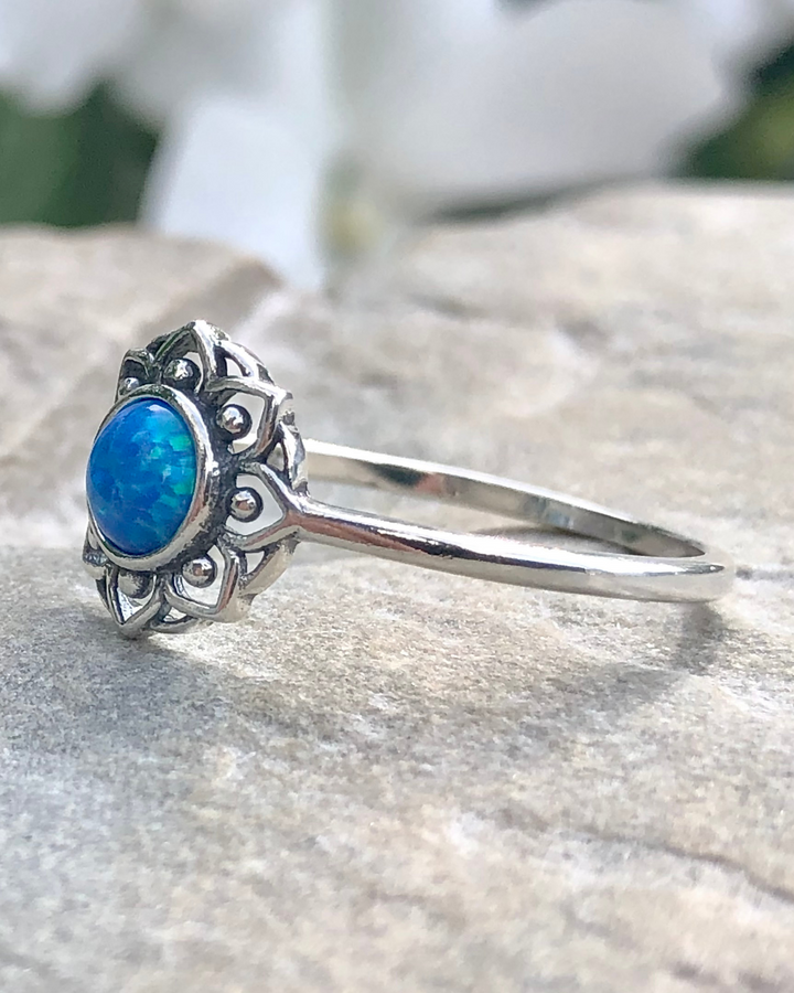 Blue Lab Opal Ring side view