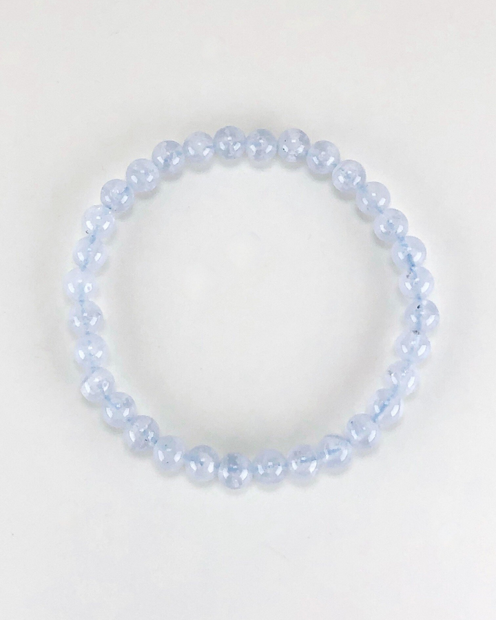 Blue Lace Agate 6mm Beaded Gemstone Bracelet