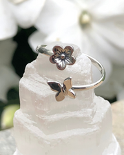 Butterfly and Flower Ring Adjustable