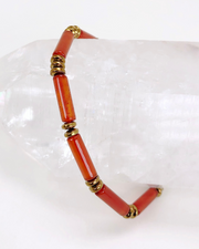 Carnelian Gemstone Tube Bracelet