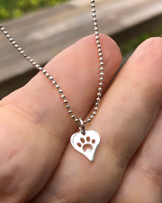 Paw Print Heart Charm Necklace