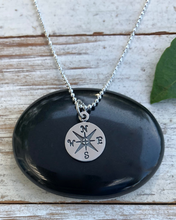 Small Silver Compass Rose Necklace