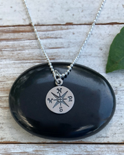 Small Silver Compass Rose Necklace