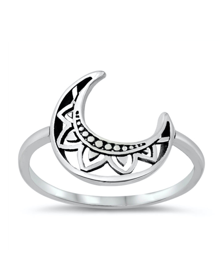 Crescent Moon Sterling Silver Ring