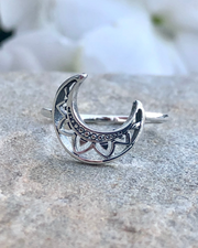 Crescent Moon Sterling Silver Ring