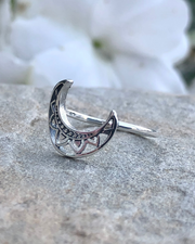 Crescent Moon Sterling Silver Ring