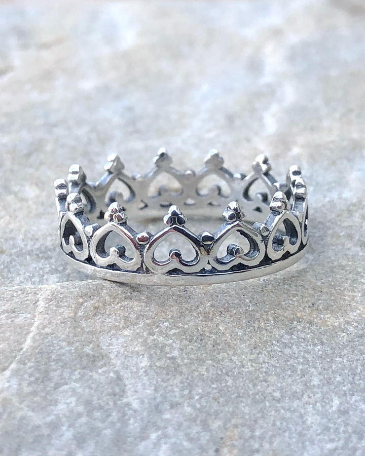 Sterling Silver Heart Crown Infinity Ring