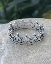 Sterling Silver Heart Crown Infinity Ring