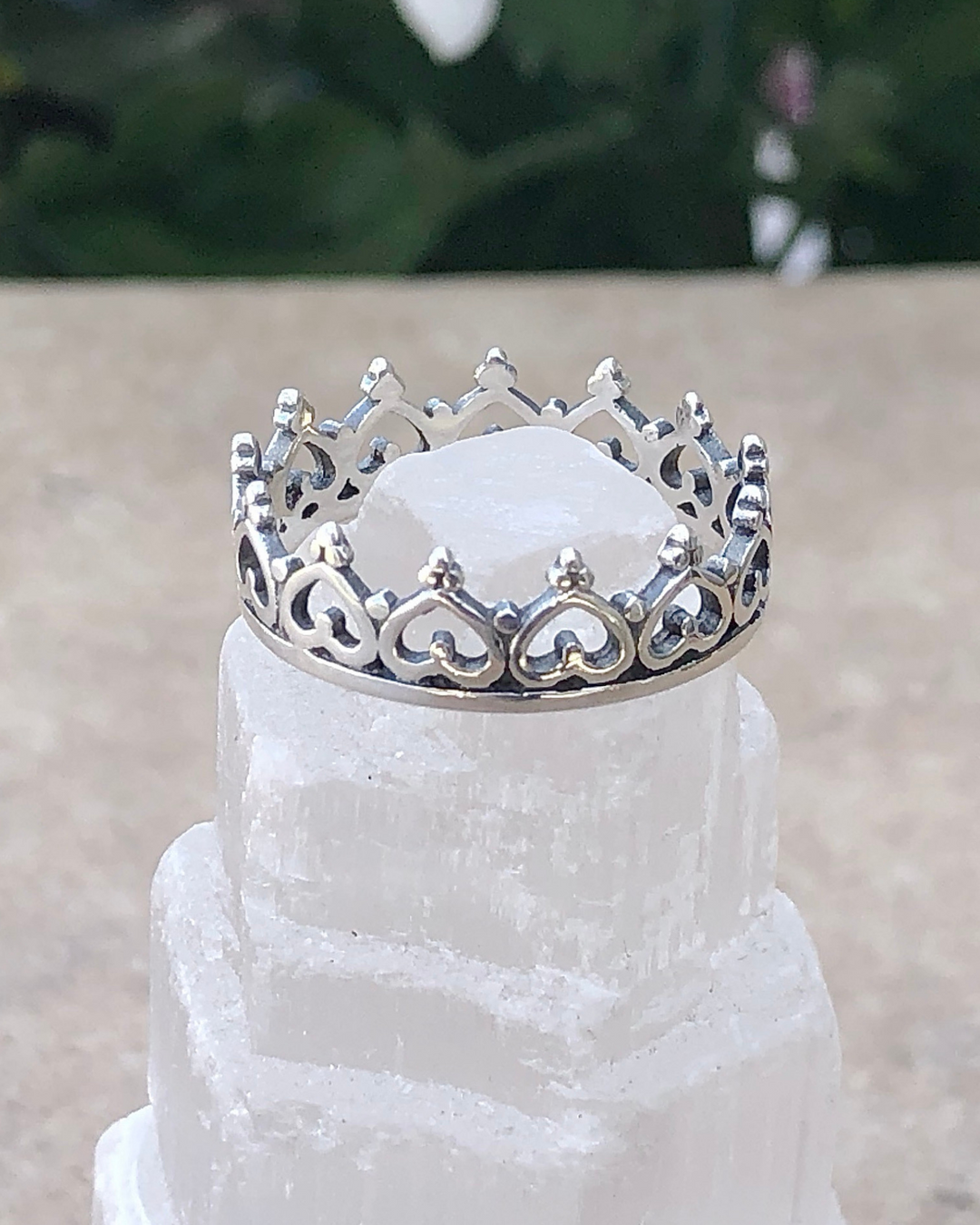 Sterling Silver Heart Crown Infinity Ring