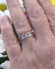 Sterling Silver Heart Crown Infinity Ring
