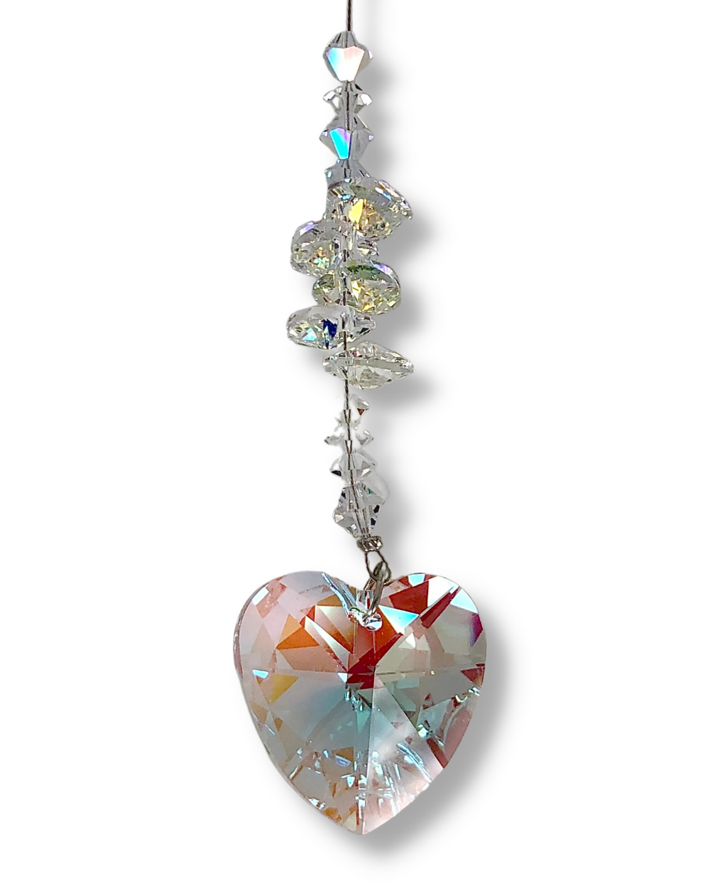 Crystal Heart Sun Catcher with White background