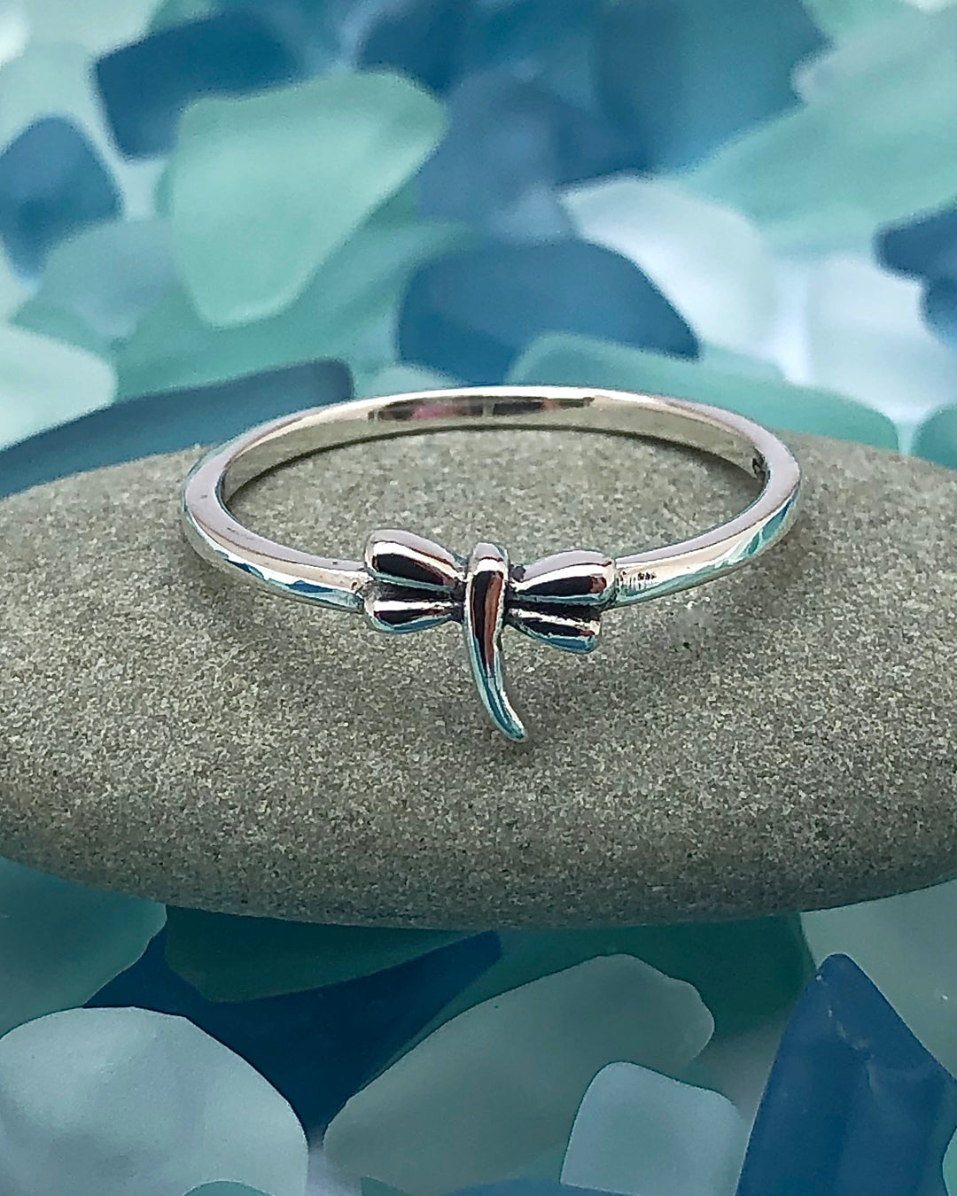 Tiny Dragonfly Sterling Silver Ring